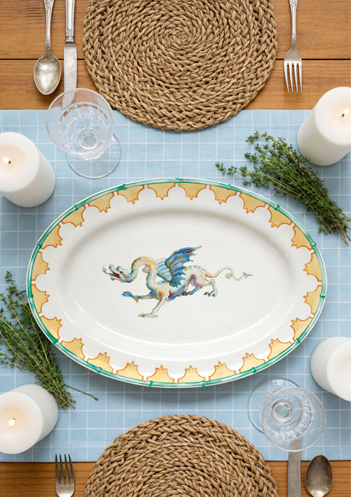 Oval Platter – Blue Winged Dragon【Pre-order】