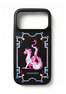 Handcrafted Full-Wrap Black Nappa Leather Case - Mythic Bloom