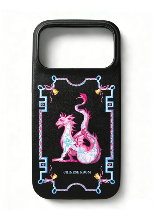 Handcrafted Full-Wrap Black Nappa Leather Case - Mythic Bloom