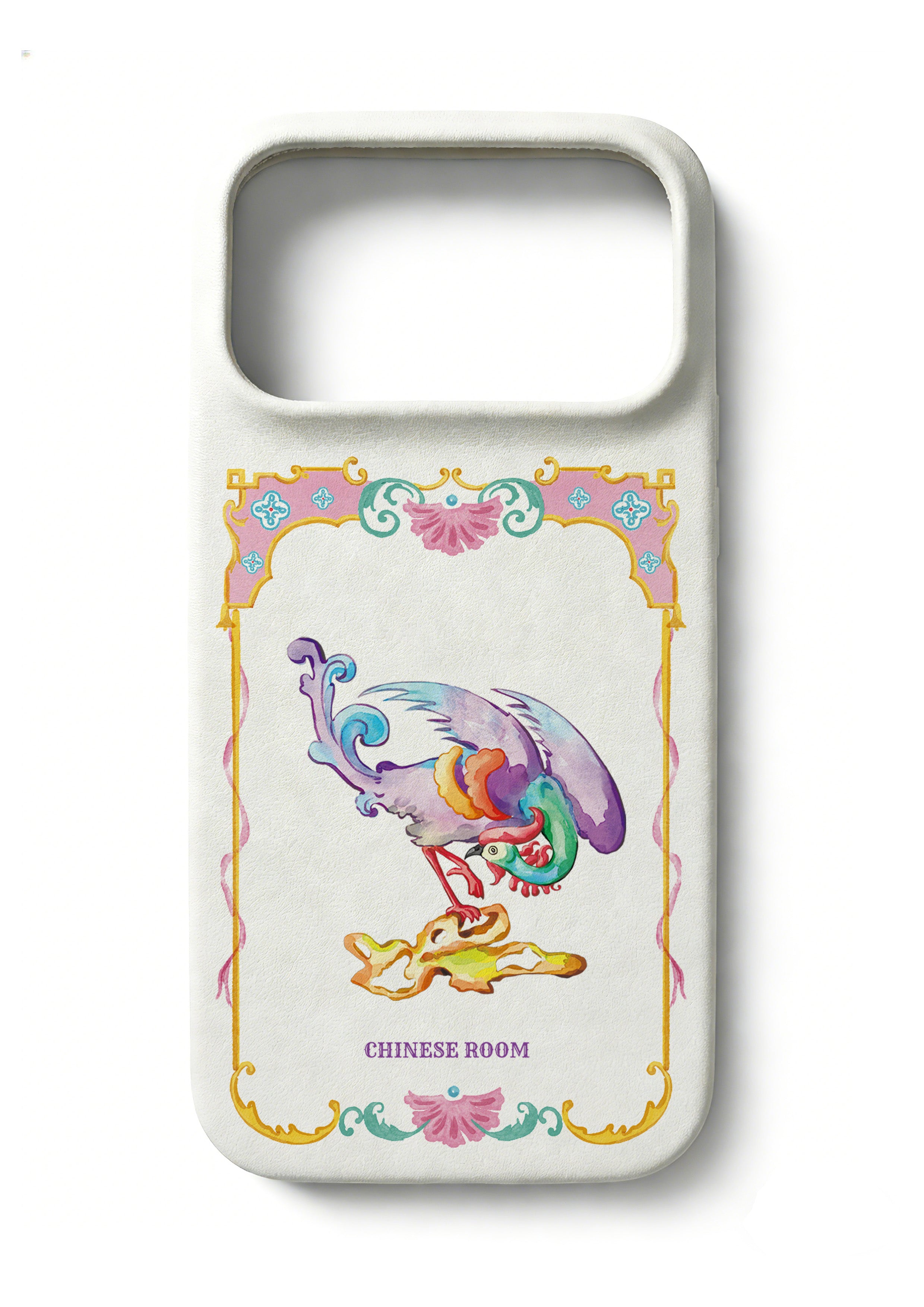 Handcrafted Full-Wrap White Lambskin Case - Graceful Crane