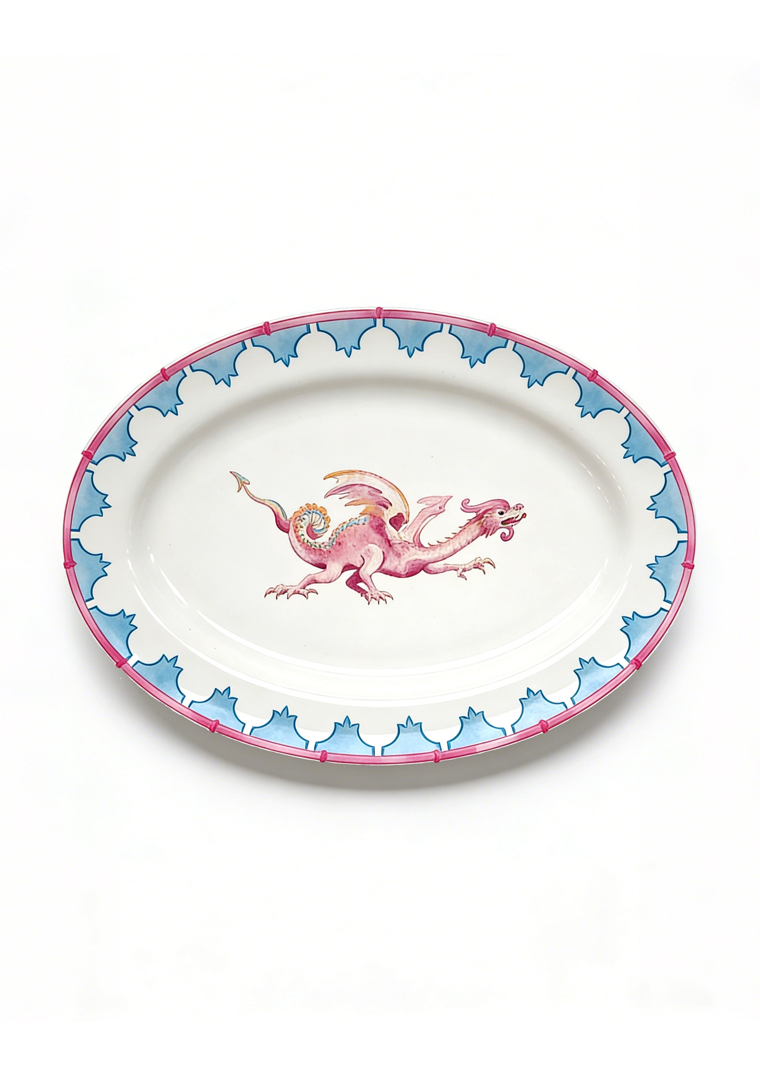 Oval Platter – Pink Mythical Dragon