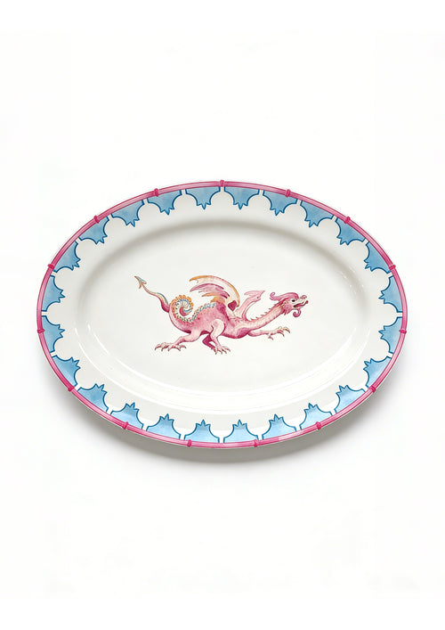 Oval Platter – Pink Mythical Dragon