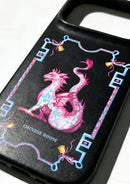 Handcrafted Full-Wrap Black Nappa Leather Case - Mythic Bloom