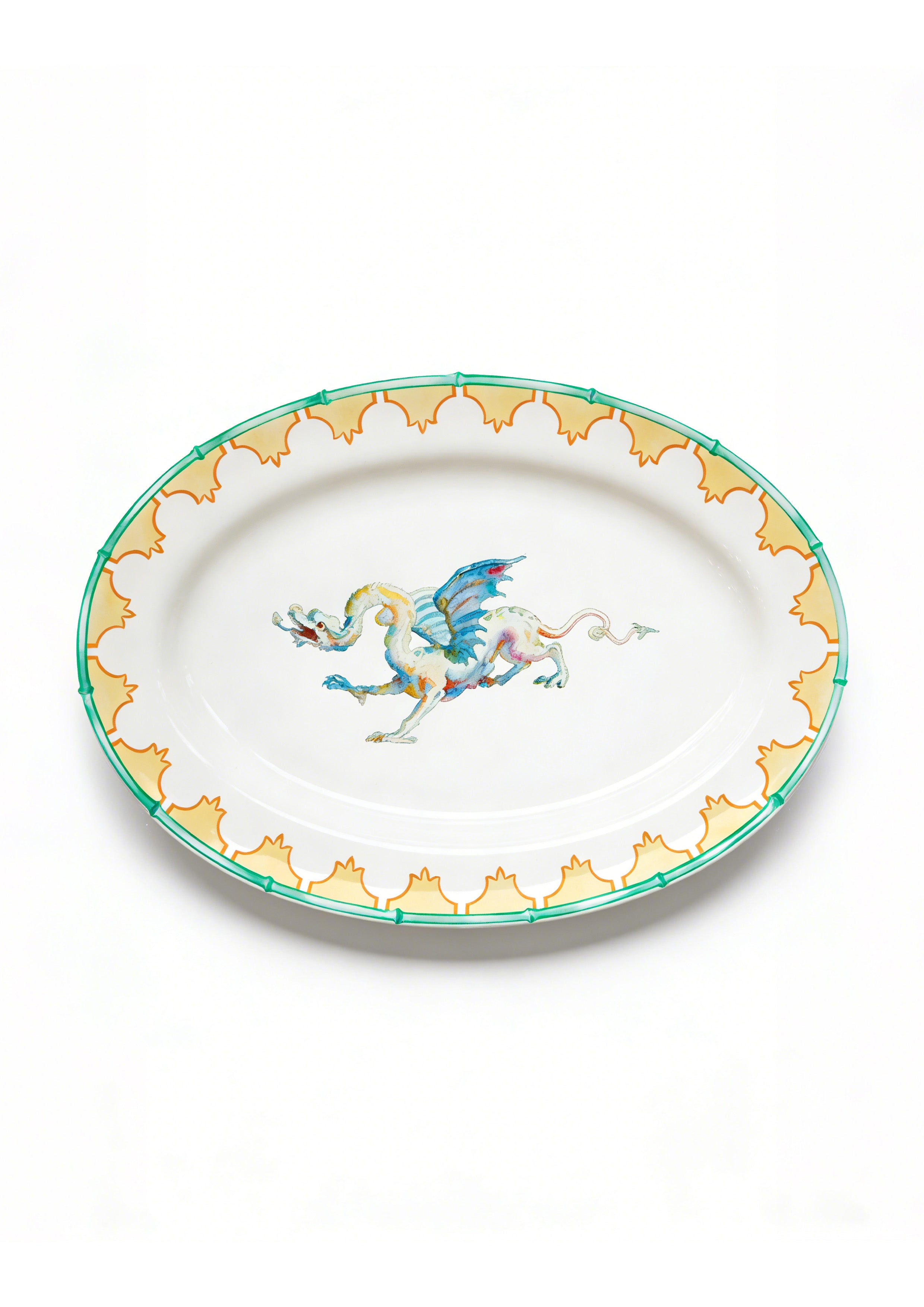Oval Platter – Blue Winged Dragon【Pre-order】