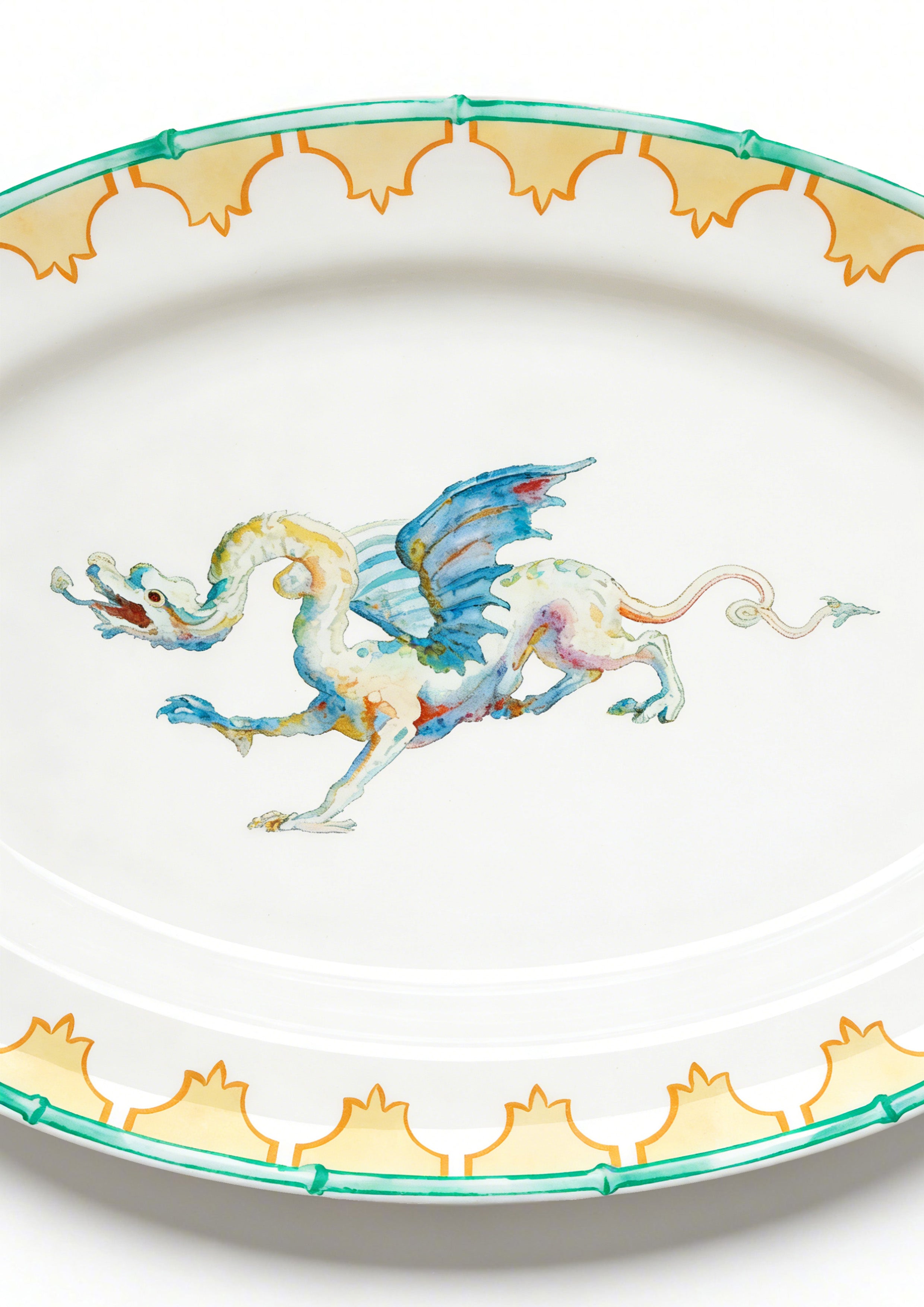 Oval Platter – Blue Winged Dragon【Pre-order】