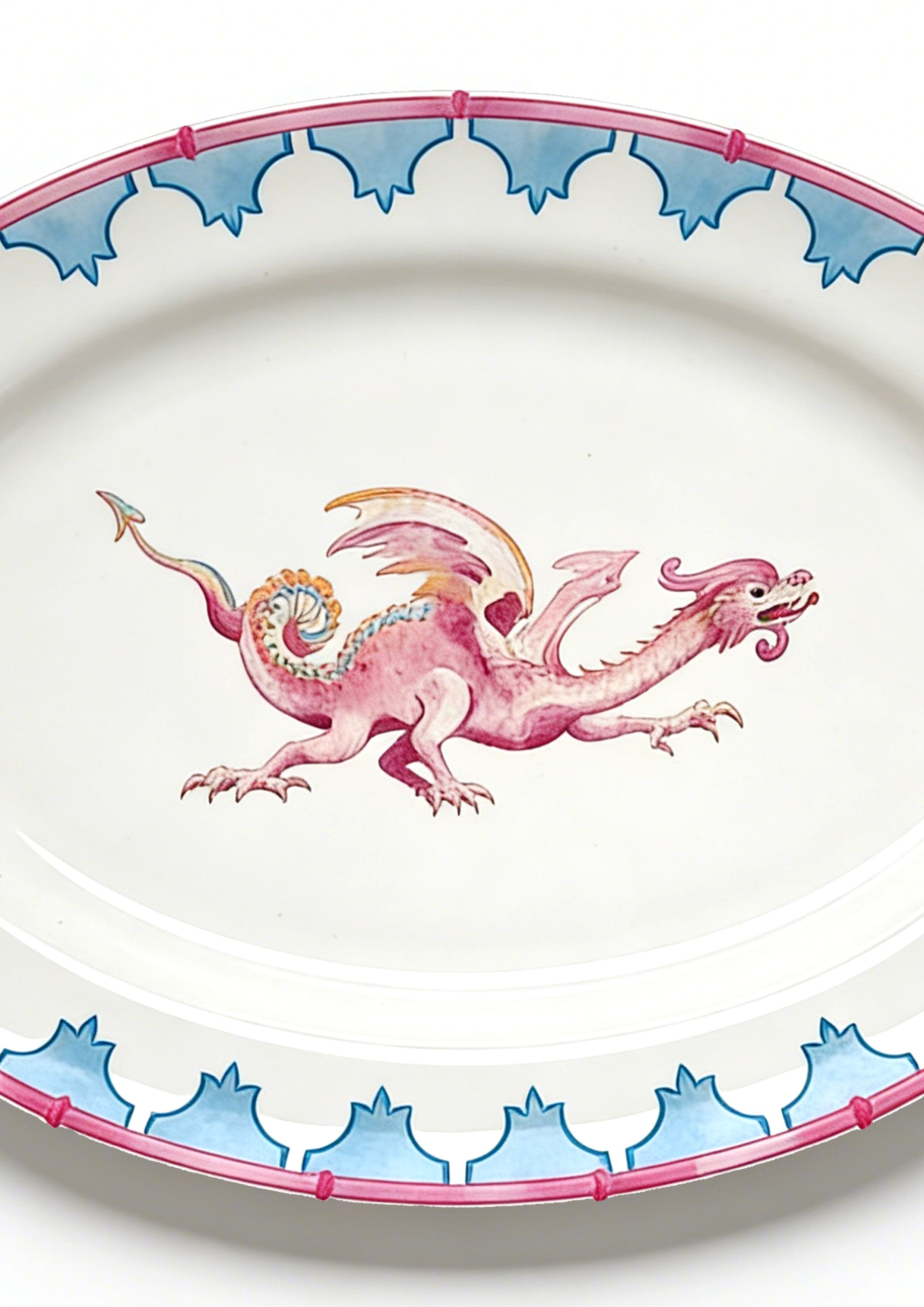 Oval Platter – Pink Mythical Dragon