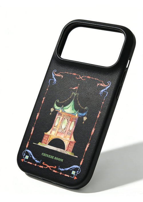 Handcrafted Full-Wrap Black Nappa Leather Case - Pagoda Pavilion